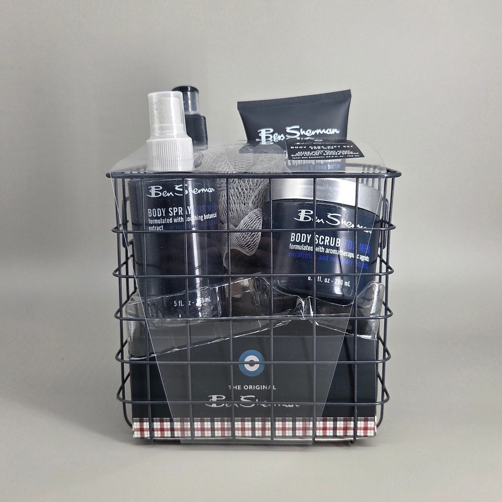Ben Sherman Body Care Gift Set Men OS 5 Piece Grooming Kit Basket New‎ Self Care